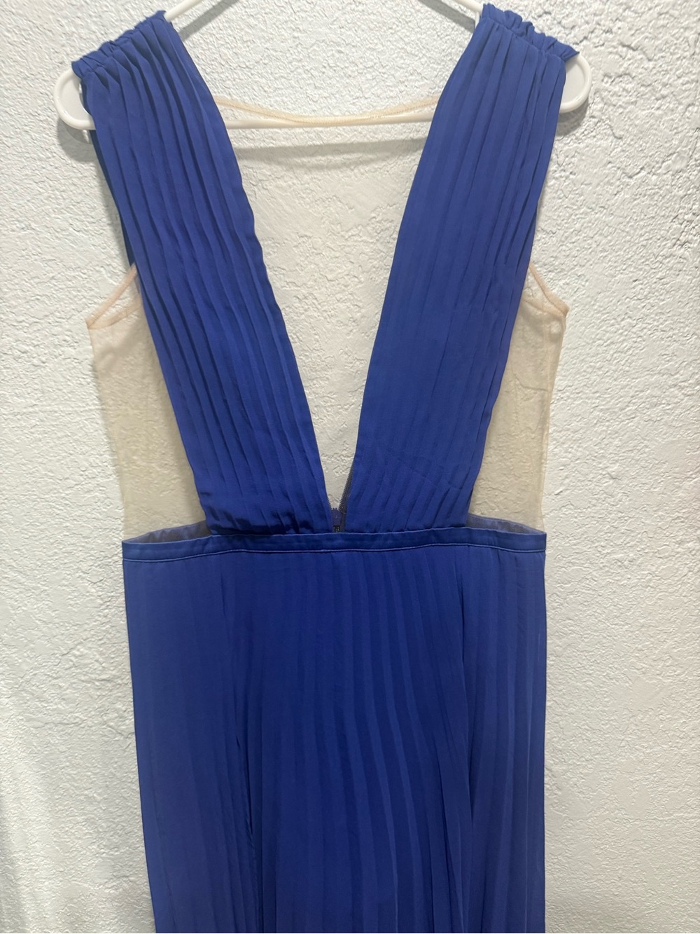 bebe Cobalt Blue Deep V-Pleated Maxi Dress with High Slits - Picture 3 of 9